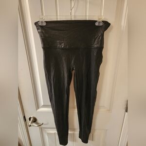 SPANX Faux Leather Look Leggings Black Size 1X High Waist